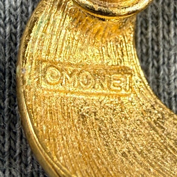 Vintage Gold-Tone Textured Hoop Earrings By Monet Pierced Post Women Jewelry - Picture 4 of 16